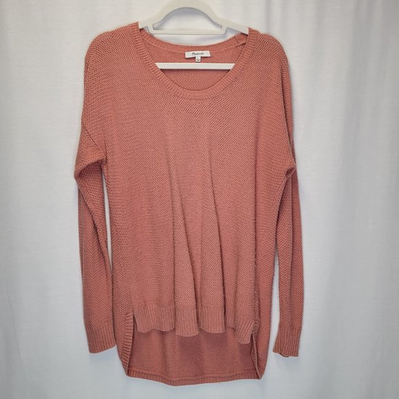 Madewell Women's Large Pullover Sweater Pink Knit Hi Lo Hem - Picture 1 of 5
